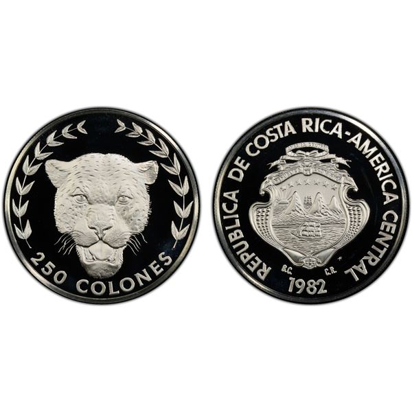 COSTA RICA: Republic, AR 250 colones, 1982, PCGS Proof 69 DCAM