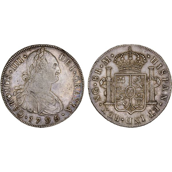 GUATEMALA: Carlos IV, 1788-1808, AR 8 reales, 1795-NG, XF