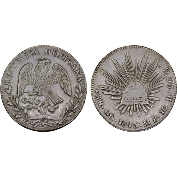 MEXICO: Republic, AR 8 reales, 1845-GC, AU