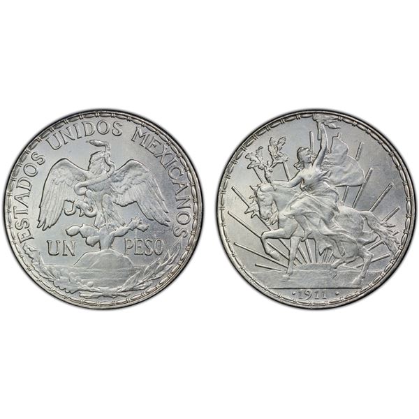 MEXICO: Estados Unidos, AR peso, 1911, PCGS MS62