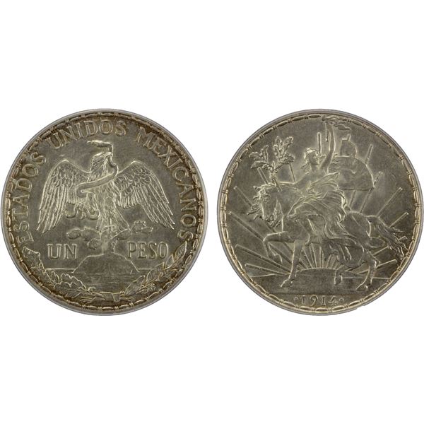 MEXICO: Estados Unidos, AR peso, 1914, PCGS AU58
