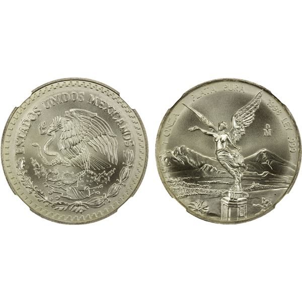 MEXICO: Estados Unidos, AR onza, 1998-Mo, NGC MS69