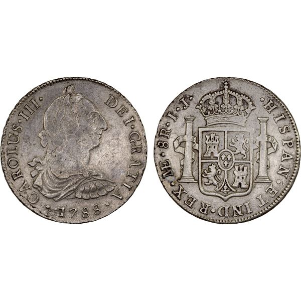 PERU: Carlos III, 1759-1788, AR 8 reales, 1788, XF