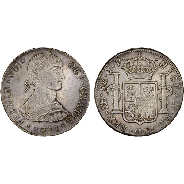 PERU: Fernando VII, 1808-1821, AR 8 reales, 1811, About XF