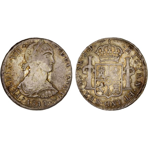 PERU: Fernando VII, 1808-1821, AR 8 reales, 1811, About XF