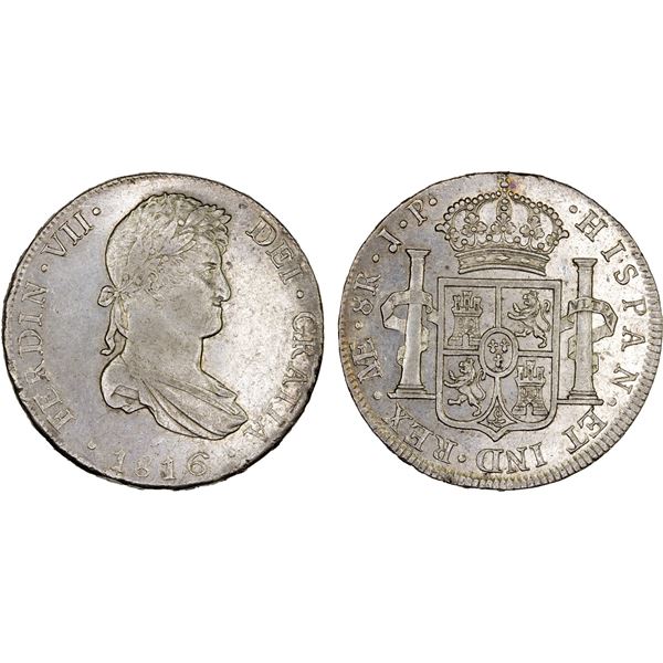 PERU: Fernando VII, 1808-1821, AR 8 reales, 1816, AU