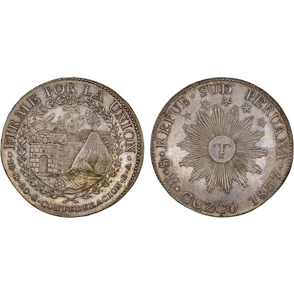 PERU: South Peru, AR 8 reales, 1837, XF