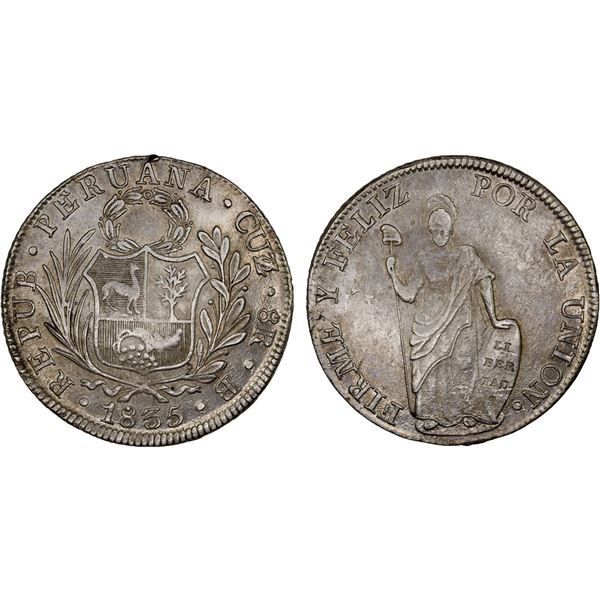 PERU: Republic, AR 8 reales, 1835, AU