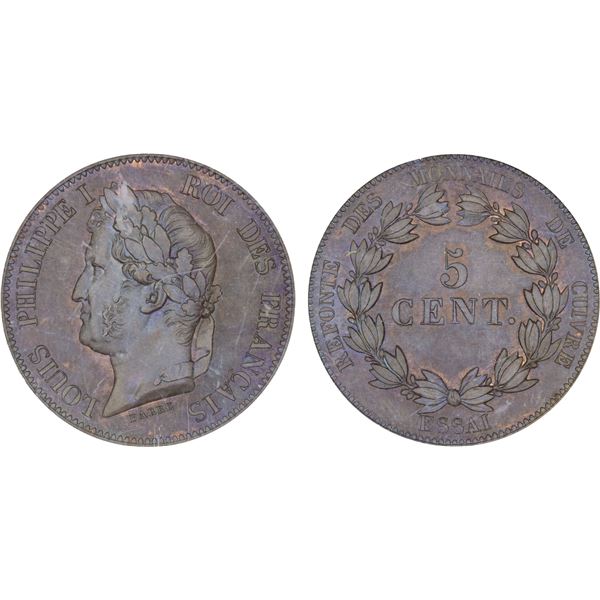 FRANCE: Louis Philippe I, 1830-1848, AE 5 centimes, 1840, NGC MS65