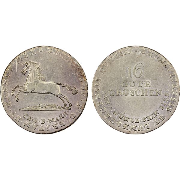 HANOVER: George IV, 1820-1830, AR 16 gute groschen, 1821, UNC