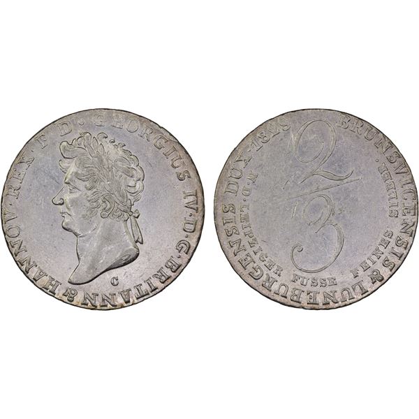 HANOVER: George IV, 1820-1830, AR 2/3 thaler, 1829-C, AU