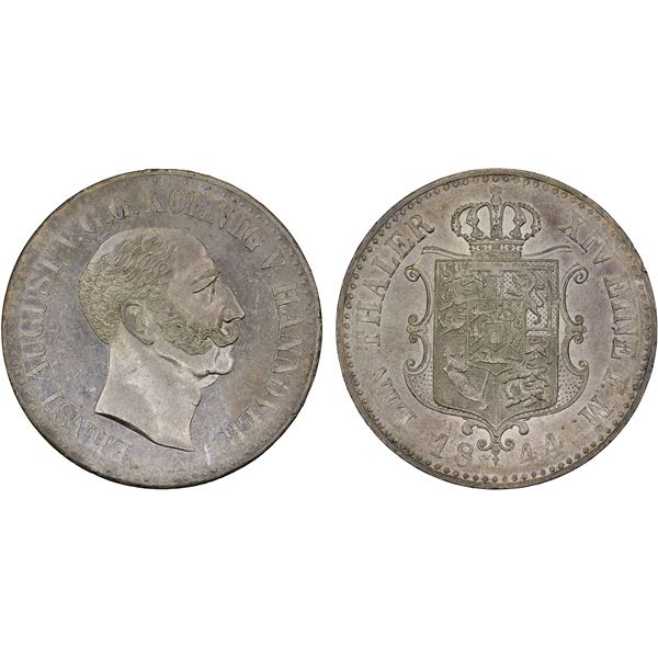 HANOVER: Ernst August I, 1837-1851, AR thaler, 1844-A, AU