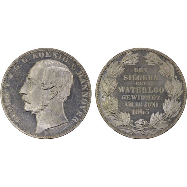 HANOVER: George V, 1851-1866, AR thaler, 1865-B, UNC