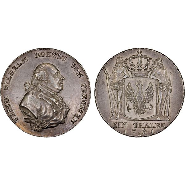 PRUSSIA: Friedrich Wilhelm II, 1786-1797, AR thaler, AU