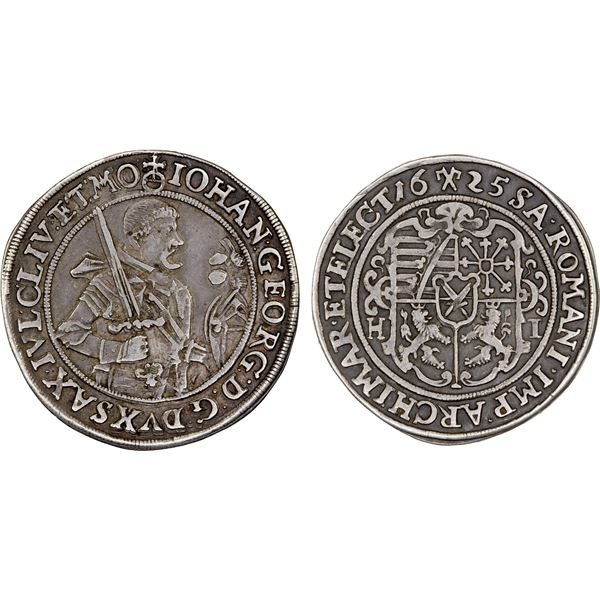 SAXONY: Johann Georg I, 1615-1656, AR ¼ thaler, 1625, About XF
