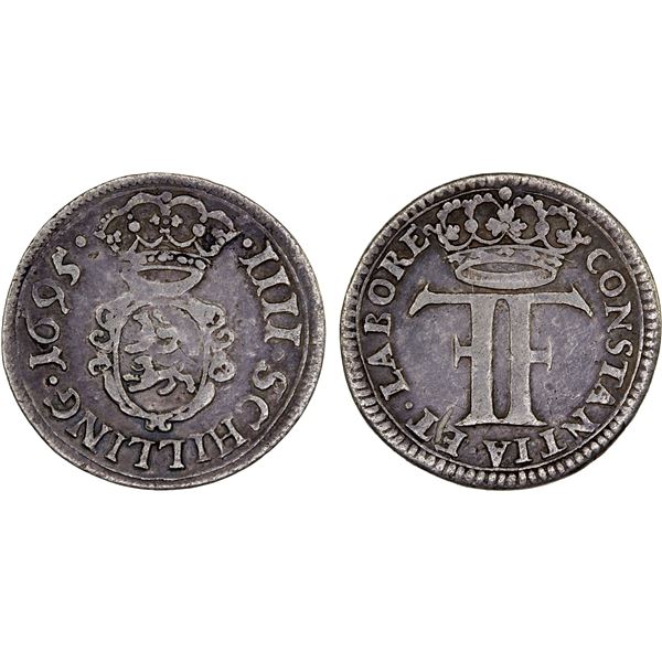 SCHLESWIG-HOLSTEIN-GOTTORP: Friedrich IV, 1695-1702, AR 4 schilling, 1695, VF-XF