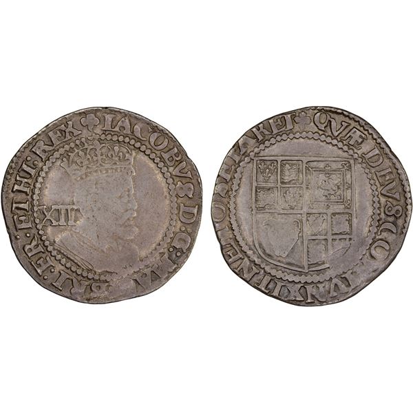 ENGLAND: James I, 1603-1625, AR shilling (5.85g), About VF