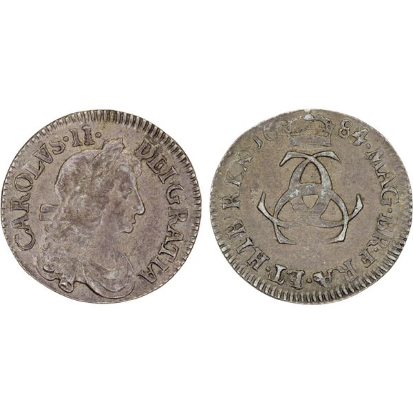 ENGLAND: Charles II, 1660-1685, AR threepence, 1684/3, XF