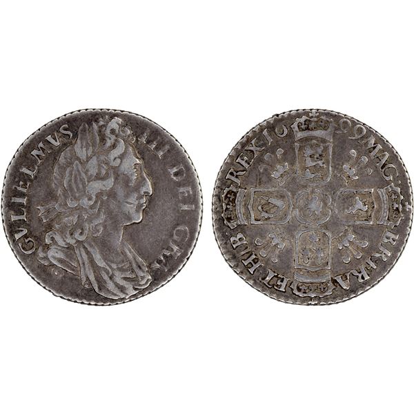 ENGLAND: William III, 1694-1702, AR 6 pence, 1699, F-VF