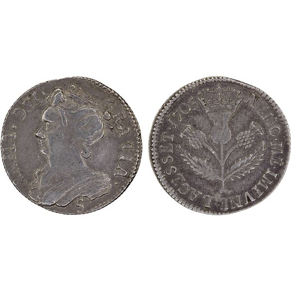 SCOTLAND: Anne, 1702-1714, AR 5 shillings, 1705, Fine