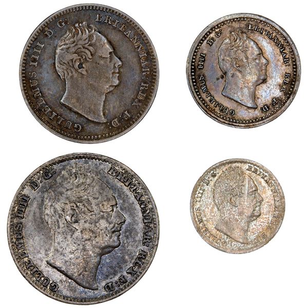 GREAT BRITAIN: William IV, 1830-1837, AR maundy set, 1835, VF or better
