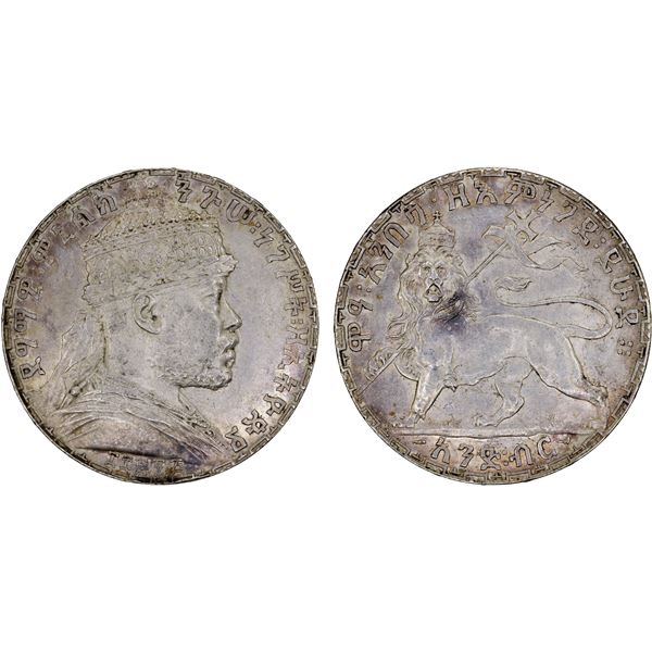 ETHIOPIA: Menelik II, 1889-1913, AR birr, EE1895 (1902-3), AU