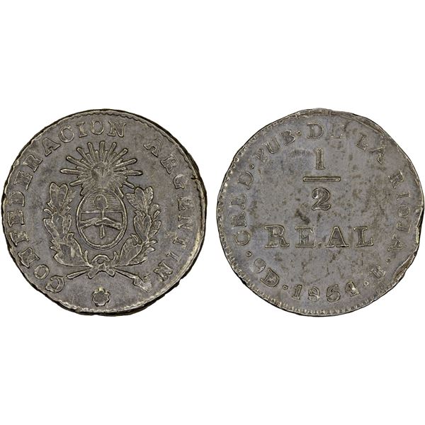 ARGENTINA: La Rioja, AR 1/2 real, 1854, XF