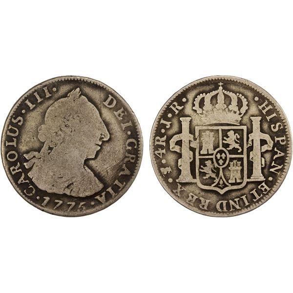 BOLIVIA: Carlos III, 1759-1788, 4 reales imitation (12.94g), 1775-PTS, VG