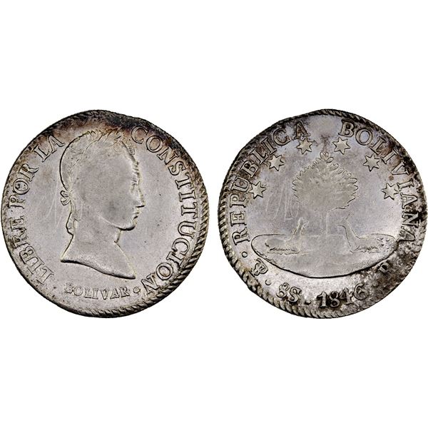 BOLIVIA: Republic, AR 8 soles, 1846, VF