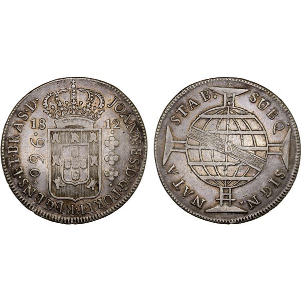 BRAZIL: João, regent, 1799-1816, AR 960 reis, 1812-B, XF