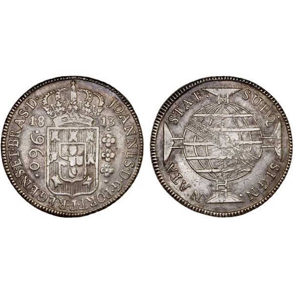 BRAZIL: João, regent, 1799-1816, AR 960 reis, 1813-B, XF