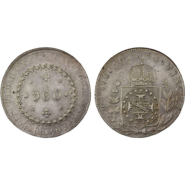 BRAZIL: Pedro I, 1822-1831, AR 960 reis, XF