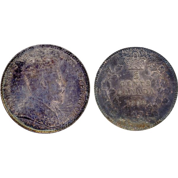 CANADA: Edward VII, 1901-1910, AR 5 cents, 1902, NGC MS65