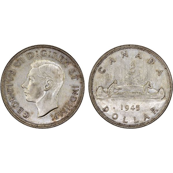 CANADA: George VI, 1936-1952, AR dollar, 1945, AU