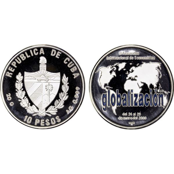 CUBA: Republic, AR 10 pesos, 2000, Proof