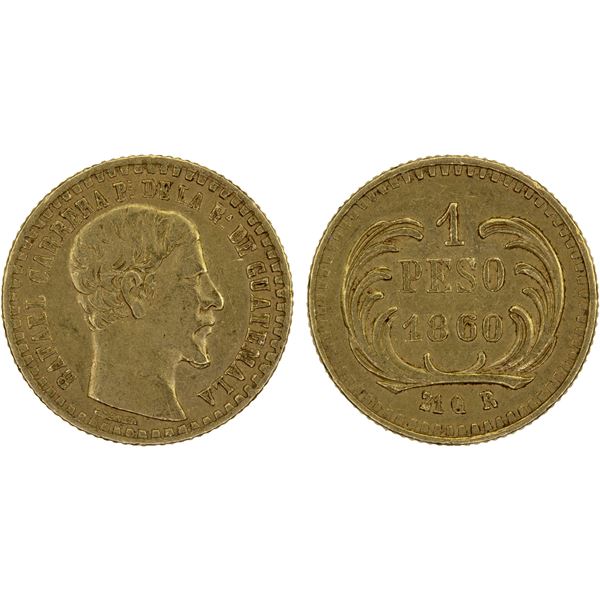 GUATEMALA: Republic, AV peso (1.71g), 1860, XF
