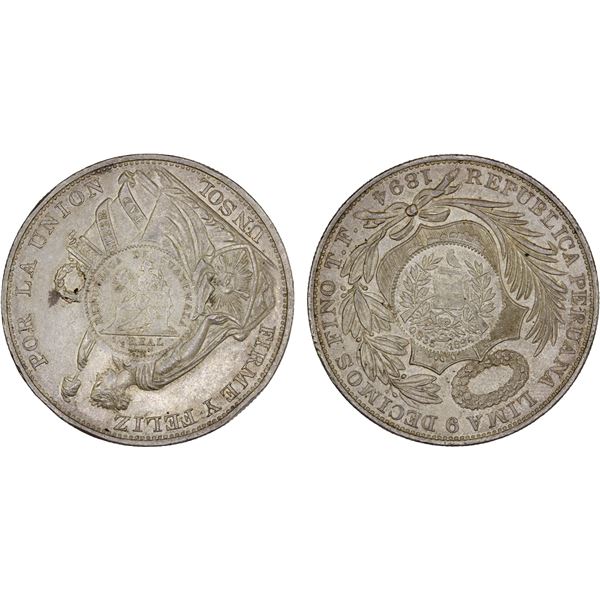 GUATEMALA: Republic, AR peso, 1894, UNC