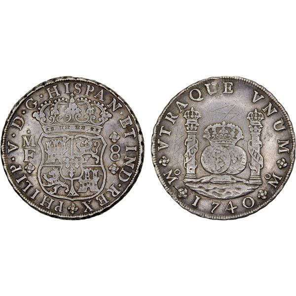 MEXICO: Felipe V, 1700-1746, AR 8 reales, 1740-Mo, About XF
