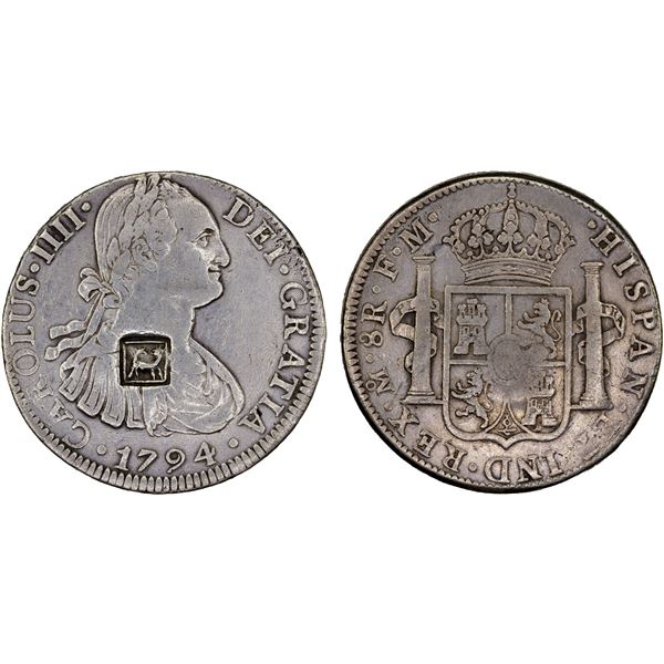 MEXICO: Carlos IV, 1788-1808, AR 8 reales, 1794-Mo, Choice VF on VF host