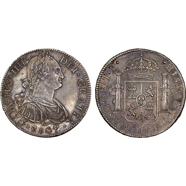 MEXICO: Carlos IV, 1788-1808, AR 8 reales, 1807-Mo, XF