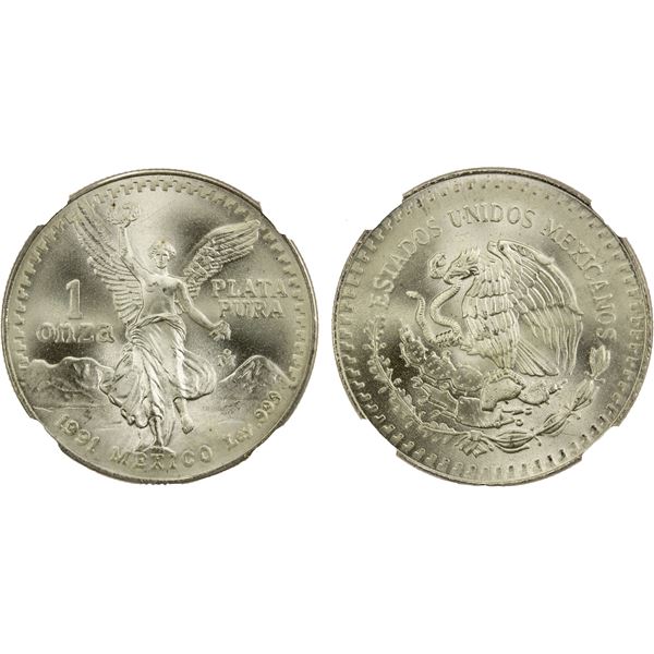 MEXICO: Estados Unidos, AR onza, 1991-Mo, NGC MS68