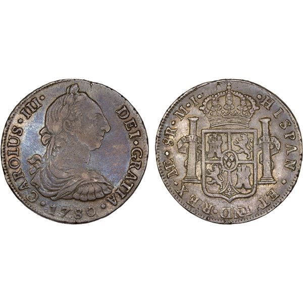 PERU: Carlos III, 1759-1788, AR 8 reales, 1780, VF-XF