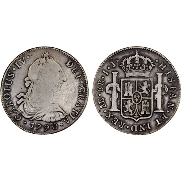 PERU: Carlos IV, 1788-1808, AR 8 reales, 1790, F-VF