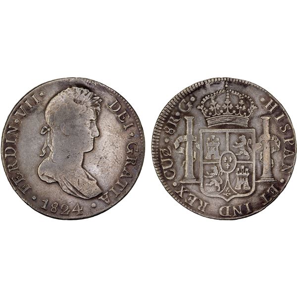 PERU: Fernando VII, 1808-1821, AR 8 reales, 1824, VF