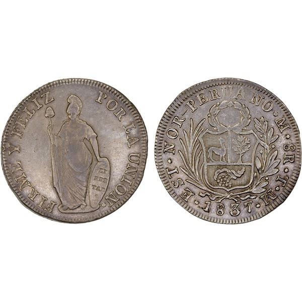 PERU: North Peru, AR 8 reales, 1837, VF-XF