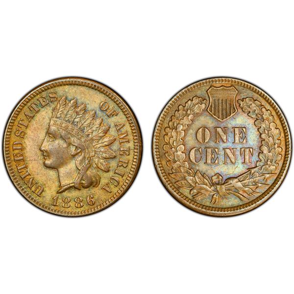 UNITED STATES: AE cent, 1886, PCGS AU55