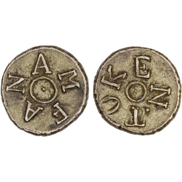 CEYLON: George III, 1760-1820, AR fanam token (0.58g), ND, choice XF