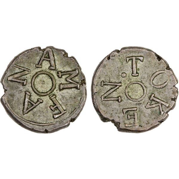 CEYLON: George III, 1760-1820, AR fanam token (0.56g), ND, choice XF