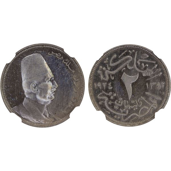 EGYPT: Fuad I, king, 1922-1936, 2 milliemes, 1924-H/AH1342, NGC Specimen 63