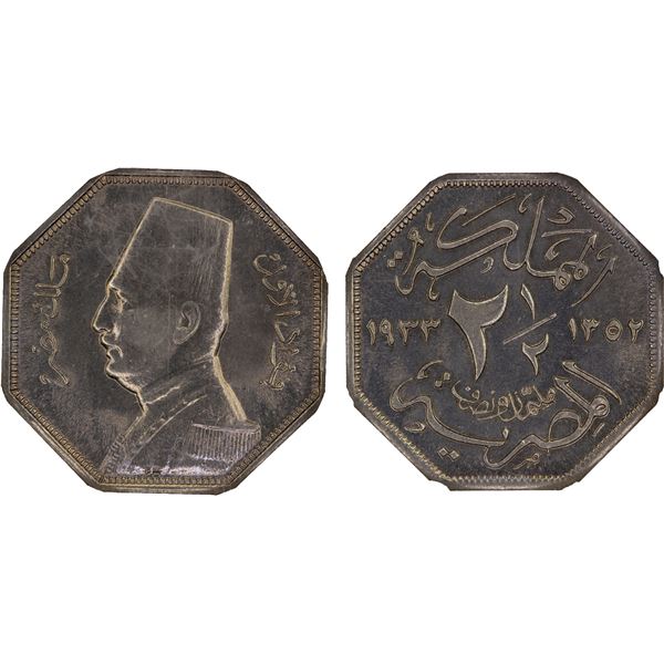 EGYPT: Fuad I, king, 1922-1936, 2 1/2 milliemes, 1933/AH1352, NGC Specimen 63
